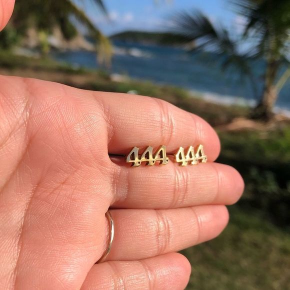 Jewelry - 18k Gold Plated Angel Number 444 earrings Jewelry ✨